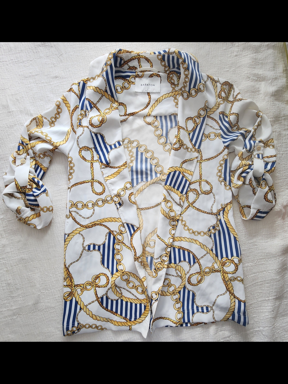 Babaton by Aritzia Chain Link Print Open Front Fluid Blazer / Jacket